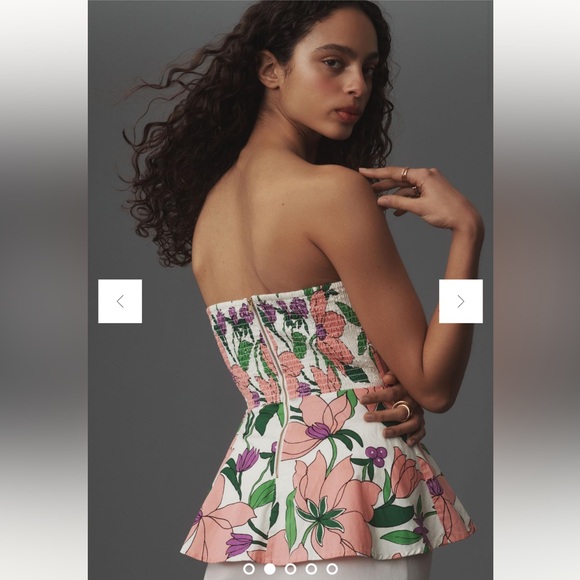 Anthropologie NWT Banjanan Della Strapless Peplum Top size L. - Picture 3 of 6
